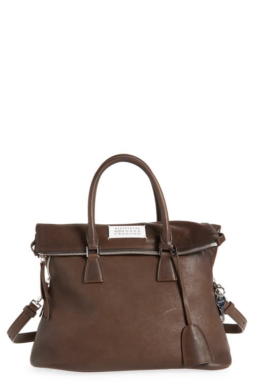 Maison Margiela Medium 5ac Loved To Death Leather Tote In Brown
