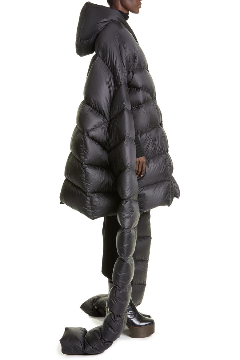 Oversize Down Cape Coat, Alternate, color, BLACK