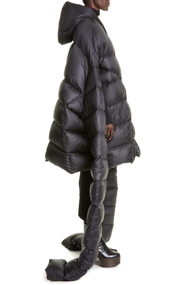 Rick Owens Oversize Down Cape Coat, Alternate, color,