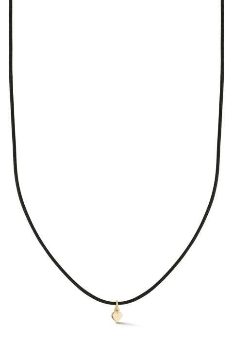 14k Gold Heart Cord Necklace
