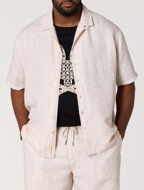 Big & Tall Brad Print Linen-Blend Sport Shirt