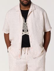 Psycho Bunny Big & Tall Brad Print Linen-Blend Sport Shirt