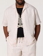 Psycho Bunny Big & Tall Brad Print Linen-Blend Sport Shirt