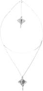 UNODE50 Sterling Silver Plated Short Double Chain Pendant with Manta Ray