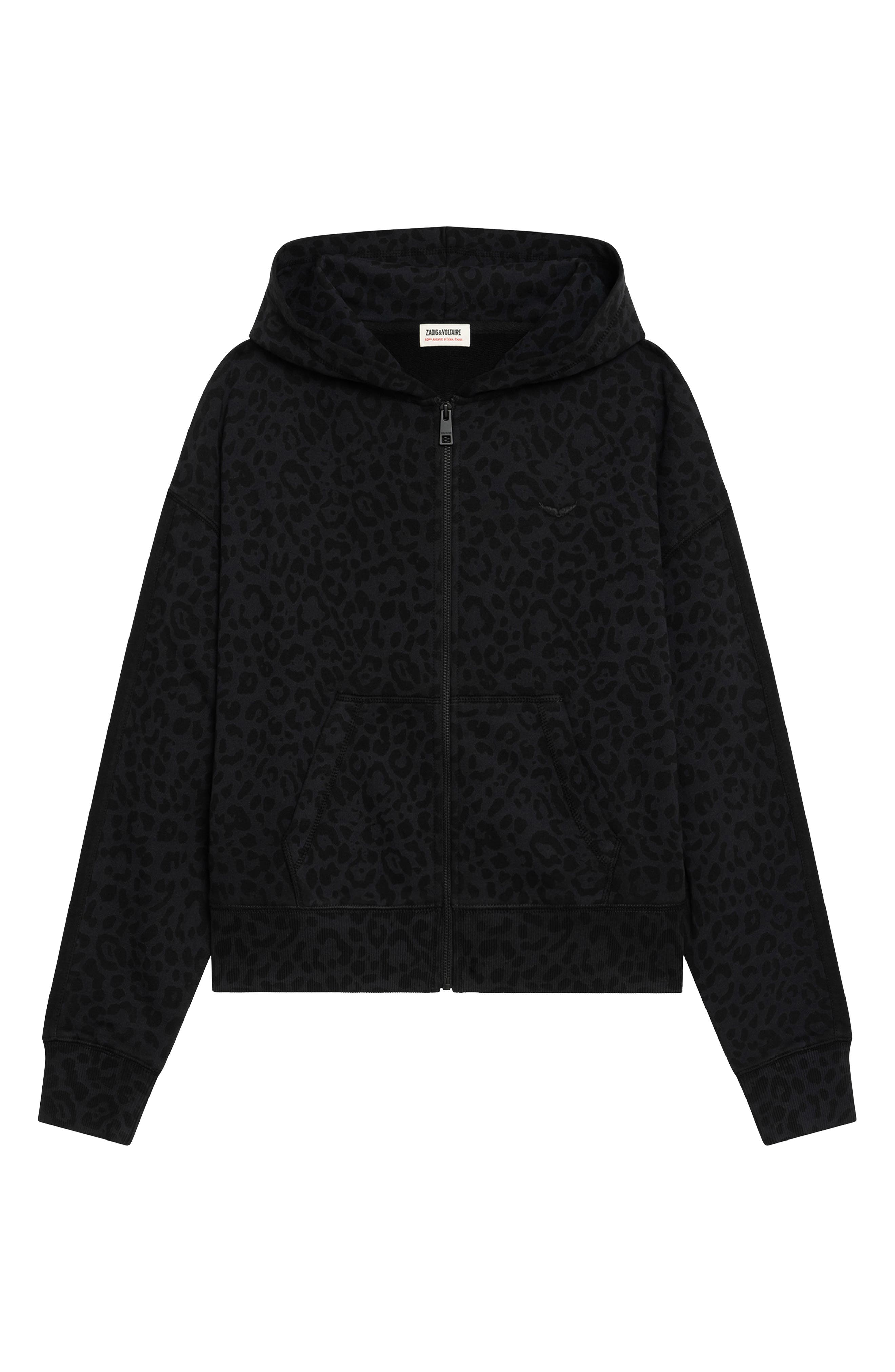 Zadig & Voltaire Leopard Spot Print Full Zip Hoodie (Women) | Nordstrom