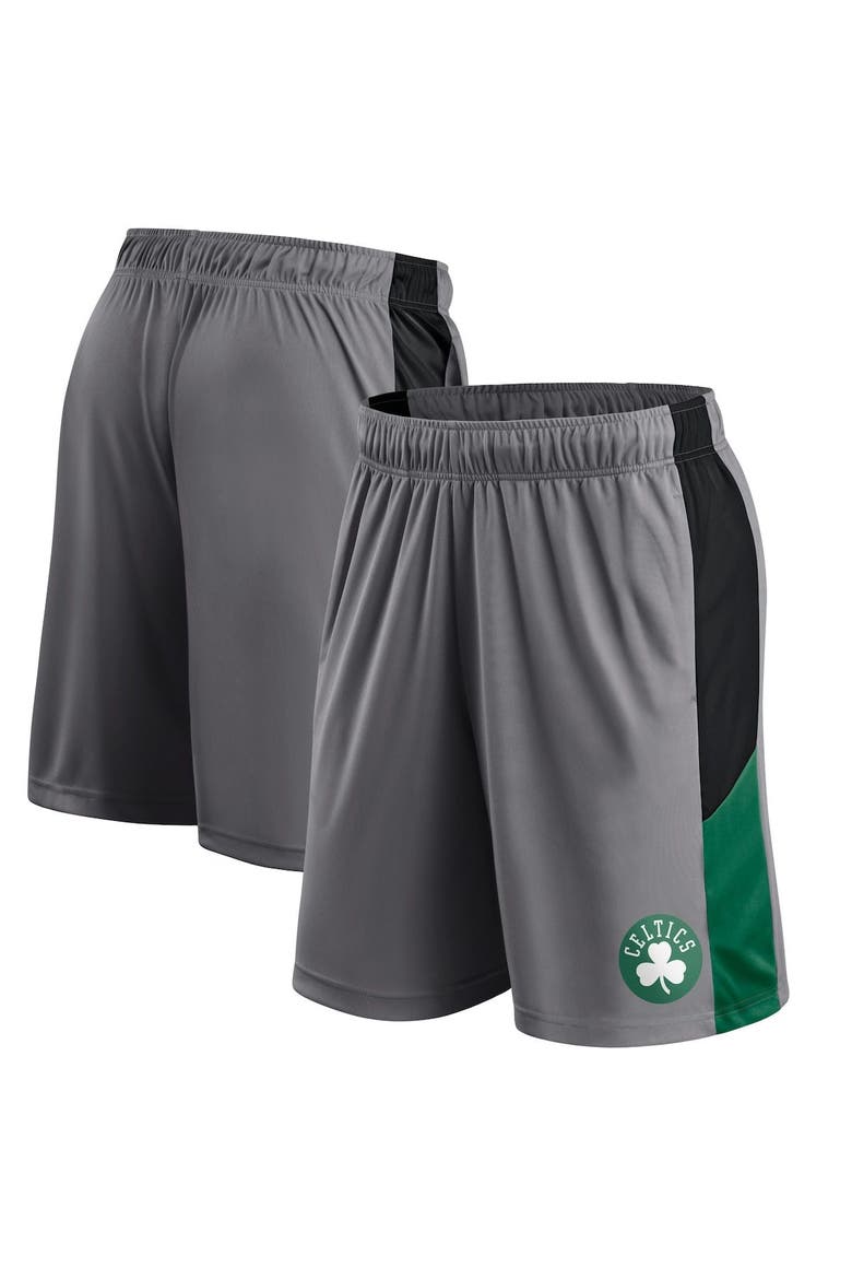 Men's Fanatics Branded Charcoal Boston Celtics Champion Rush Colorblock Performance Shorts, Main, color, Kelly Green