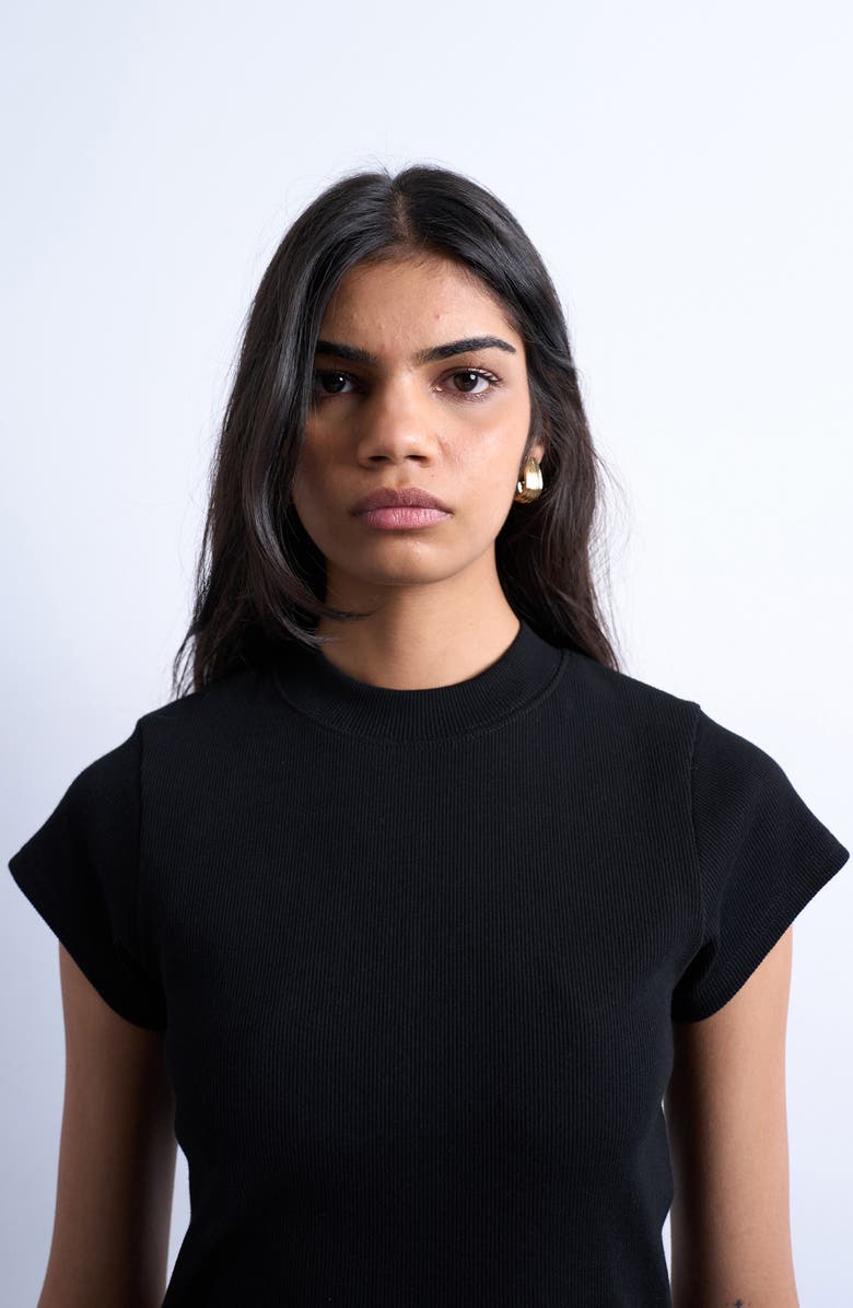 Topshop Fitted Curved Hem Stretch Cotton Rib T-Shirt, Alternate, color, 