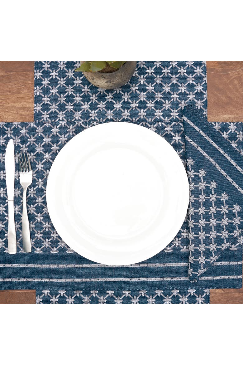 Markle Jacquard Navy Table Runner 13" x 72", Alternate, color, Blue