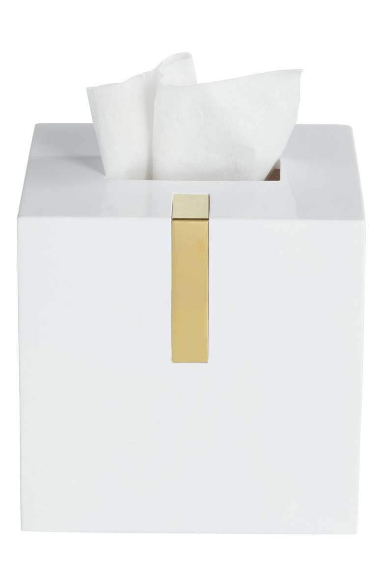 ROSELLI TRADING COMPANY Houston Street Tissue Box Cover, Alternate, color, White