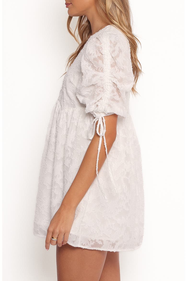 Giselle Floral Stitch Puff Sleeve Minidress, Alternate, color, WHITE FLORAL