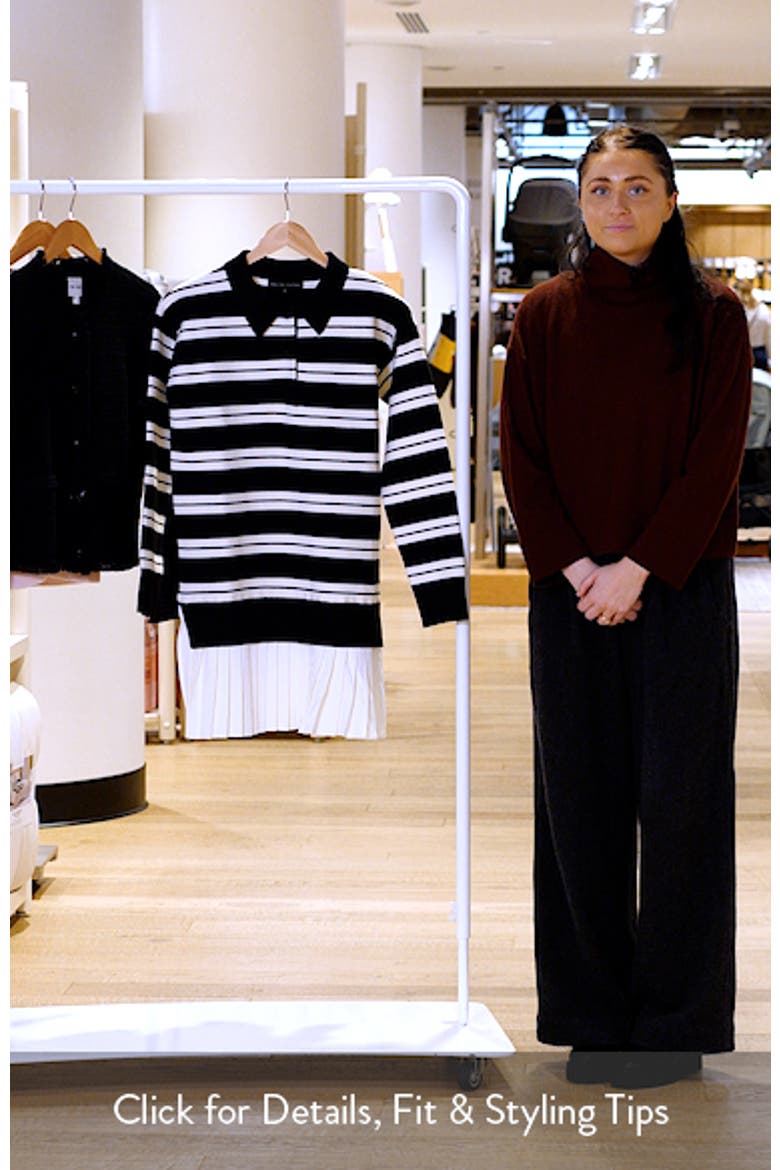 Stripe Mixed Media Long Sleeve Polo Dress video