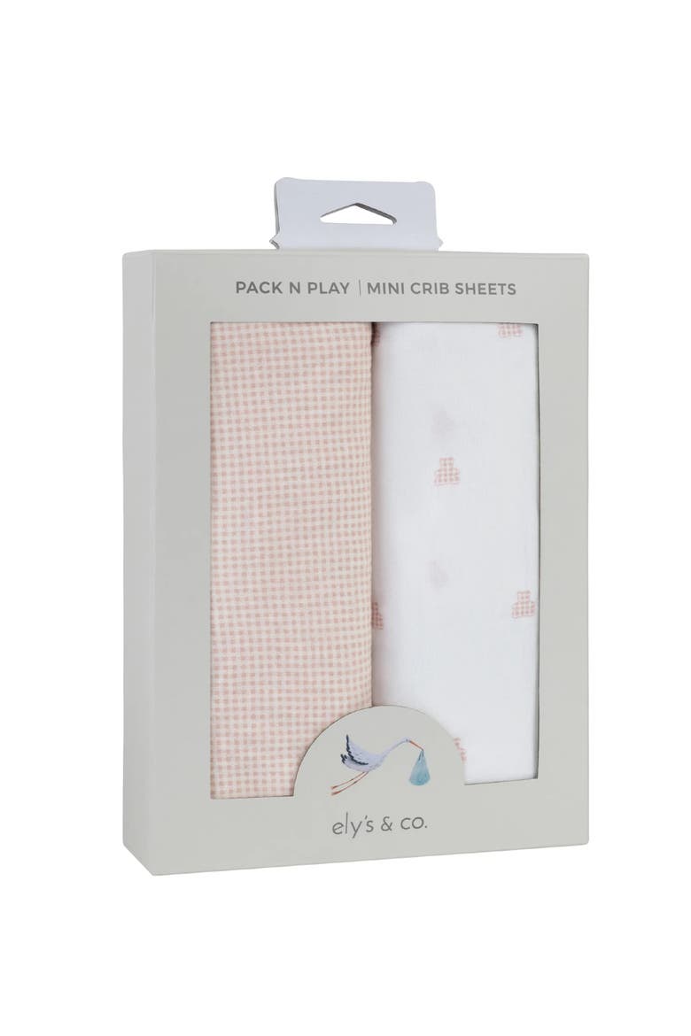 Gingham Bear Collection Baby Fitted Pack n Play - Mini Crib Sheet 2 Packs, Alternate, color, Pink