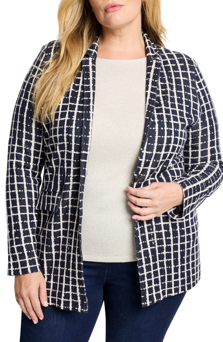 NIC+ZOE Plaid Longline Knit Blazer, Main, color, 
