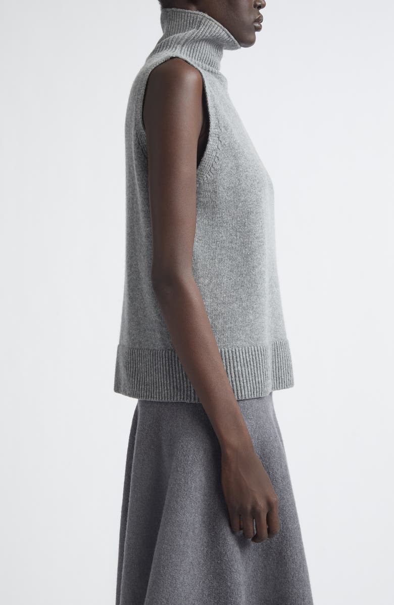 Brandon Maxwell The Bruno Sleeveless Virgin Wool Turtleneck Sweater, Alternate, color, Heather Grey