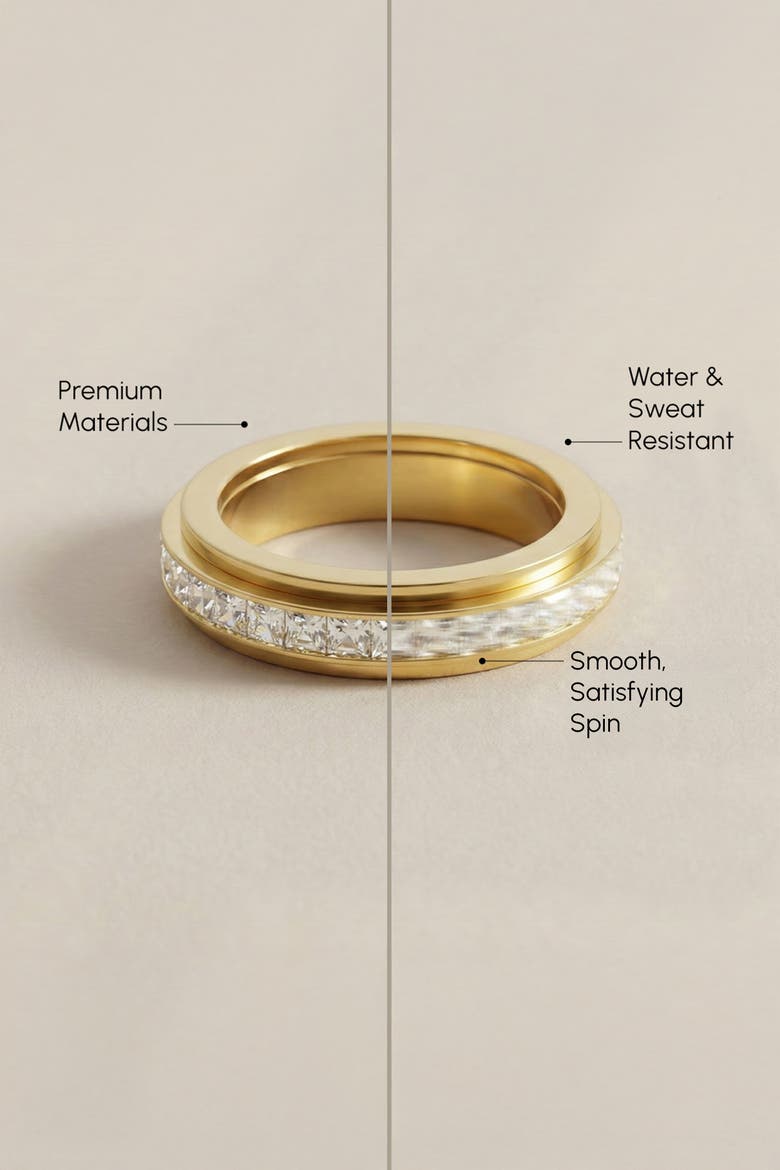 Crystal Statement Spinning Fidget Ring, Alternate, color, Rose Gold-Tone