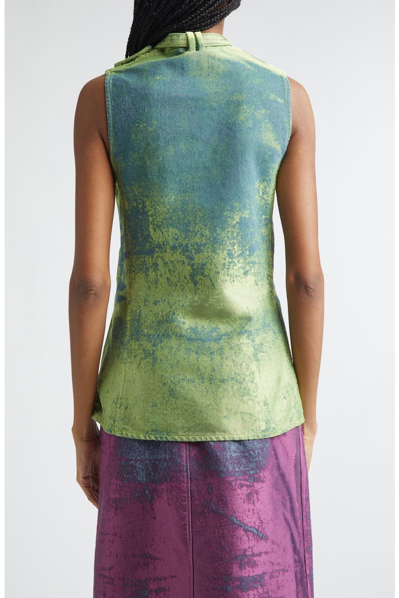 De-Vantos Satin Denim Vest, Alternate, color, GREEN