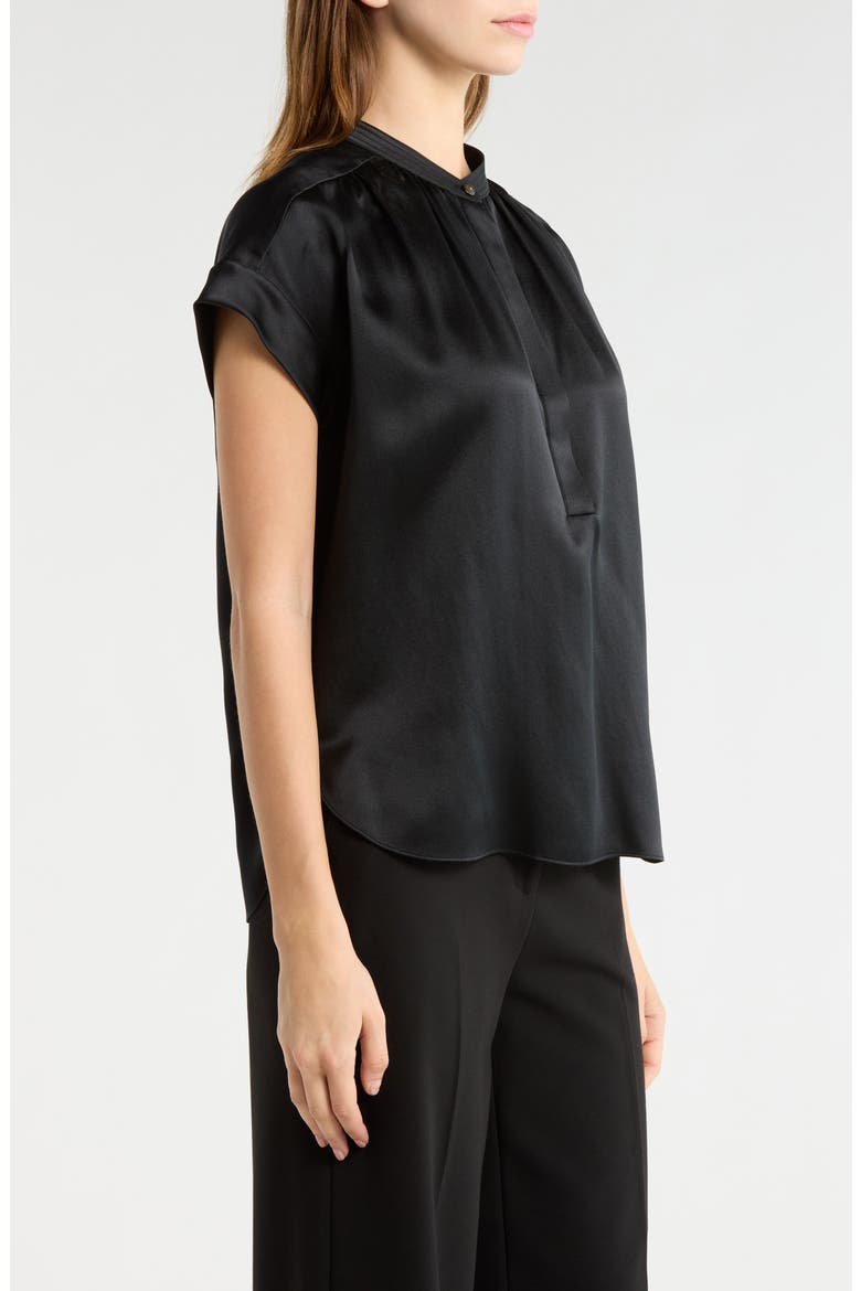 Shirred Detail Silk Top, Alternate, color, BLACK