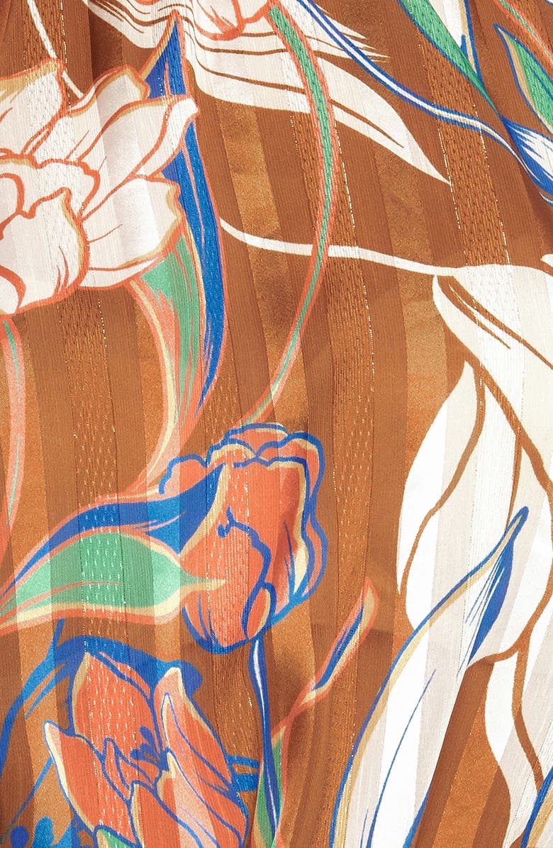 FLYING TOMATO Floral Mock Neck Long Sleeve Top, Alternate, color, Brown