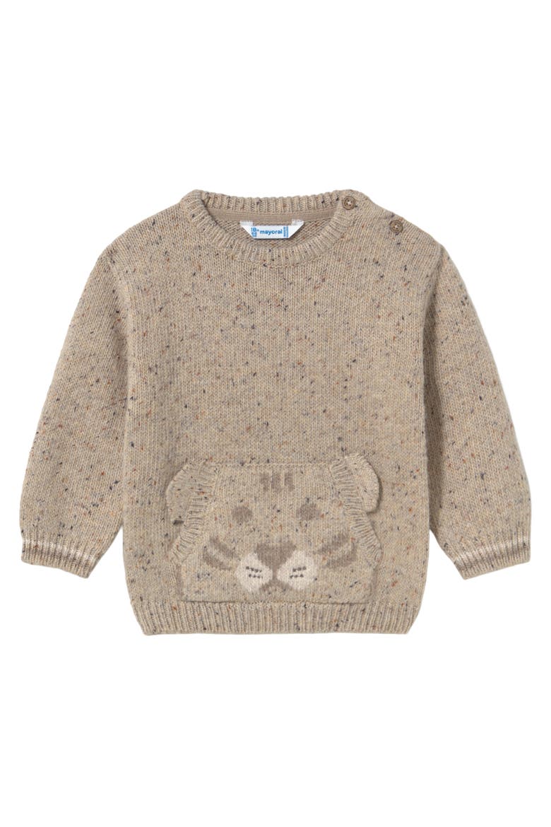 Bear Face Knit Sweater, Main, color, Beige