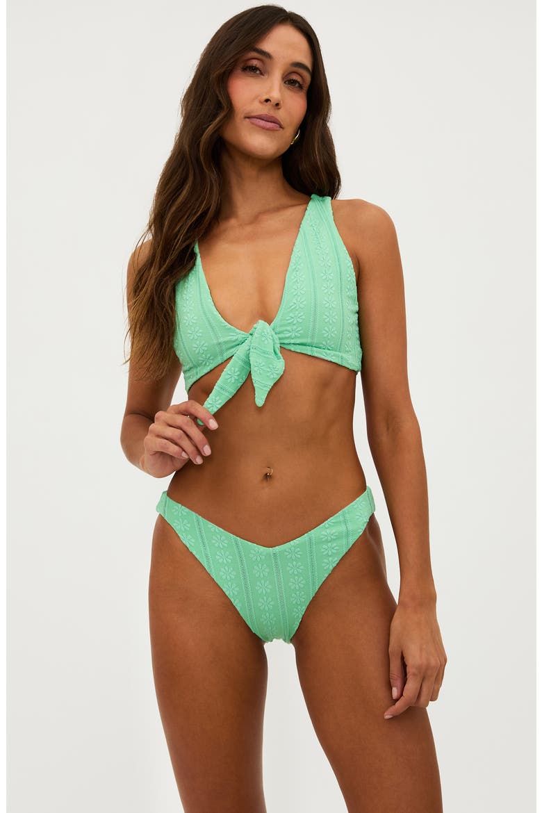 Dallas Tie Front Bikini Top, Alternate, color, SAGE BLOOM JACQUARD