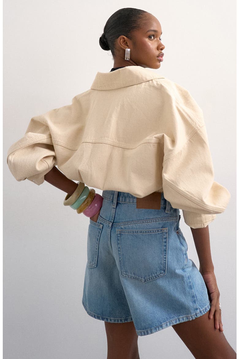 Editor Mid Rise Denim Shorts, Alternate, color, LBLUE
