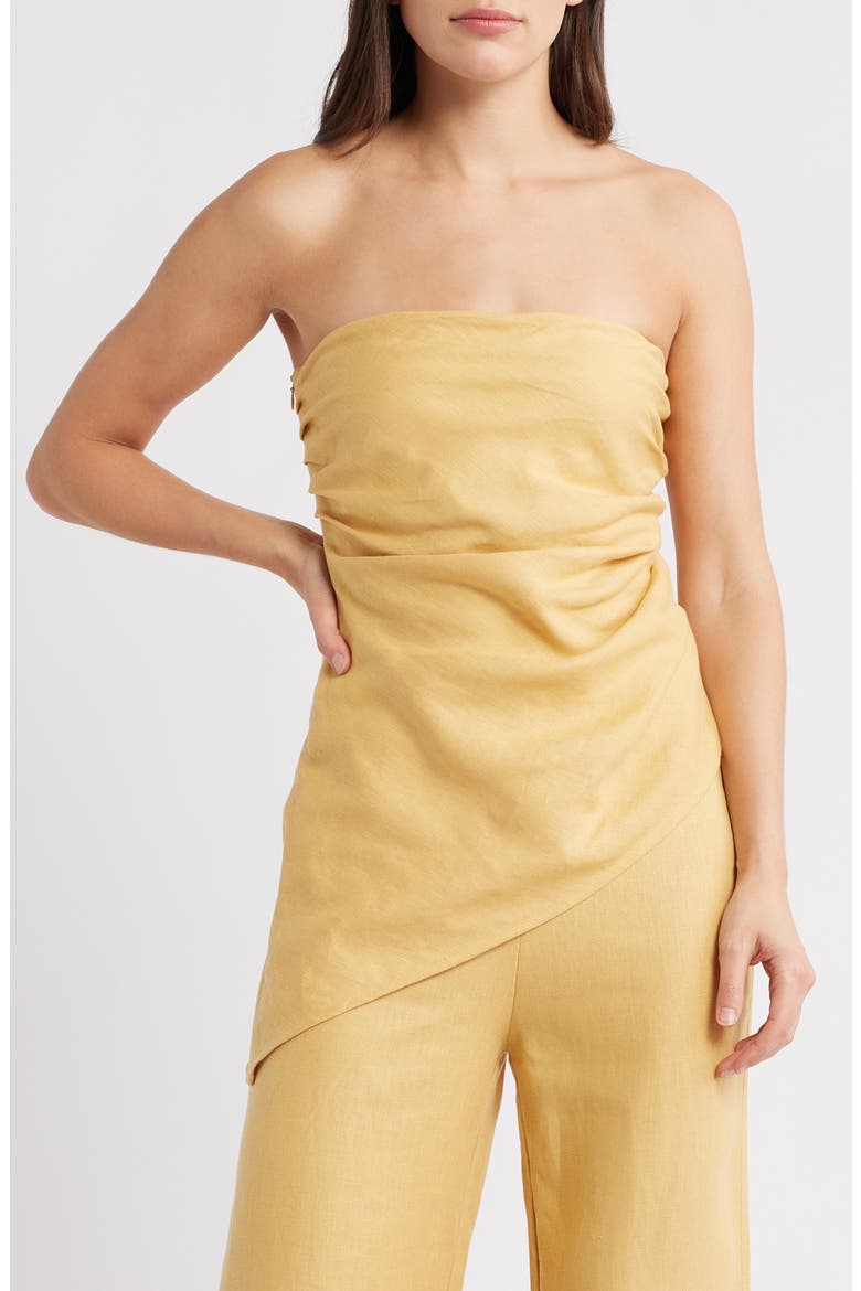 Nera Strapless Asymmetric Hem Top, Main, color, MARIGOLD
