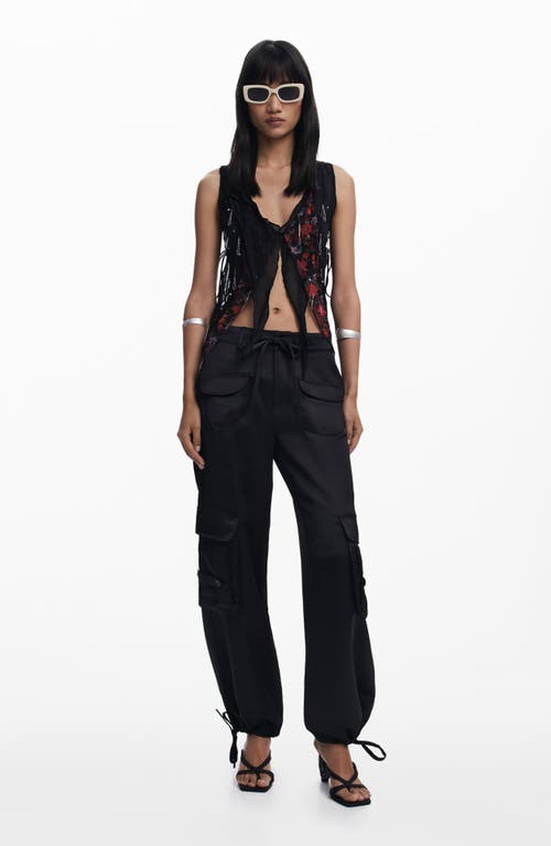 Desigual Floral Embellished Asymmetric Sleeveless Top