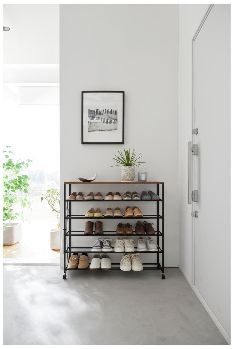 5-Tier Rolling Shoe Rack, Alternate, color, BLACK
