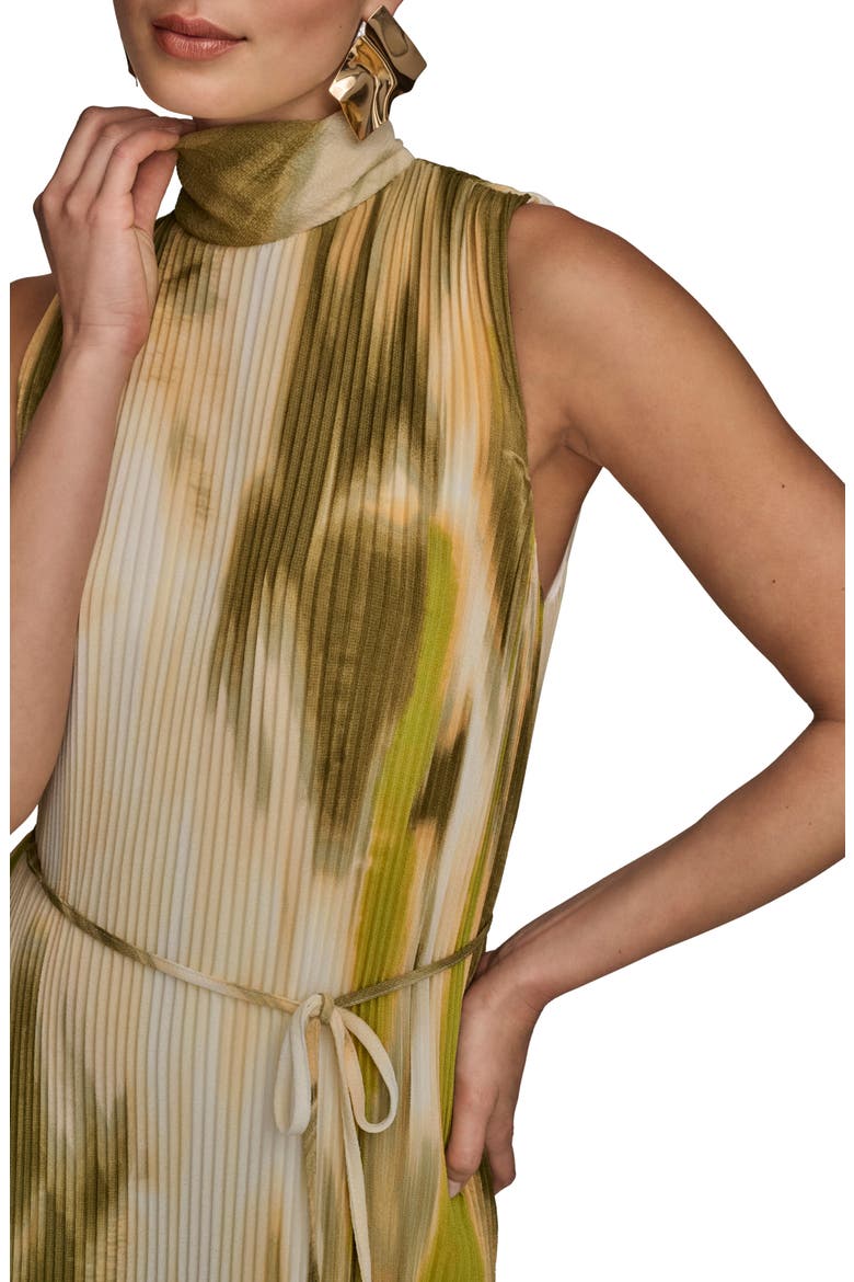 Abstract Print Micropleat Midi Dress, Alternate, color, SMOKY OLIVE