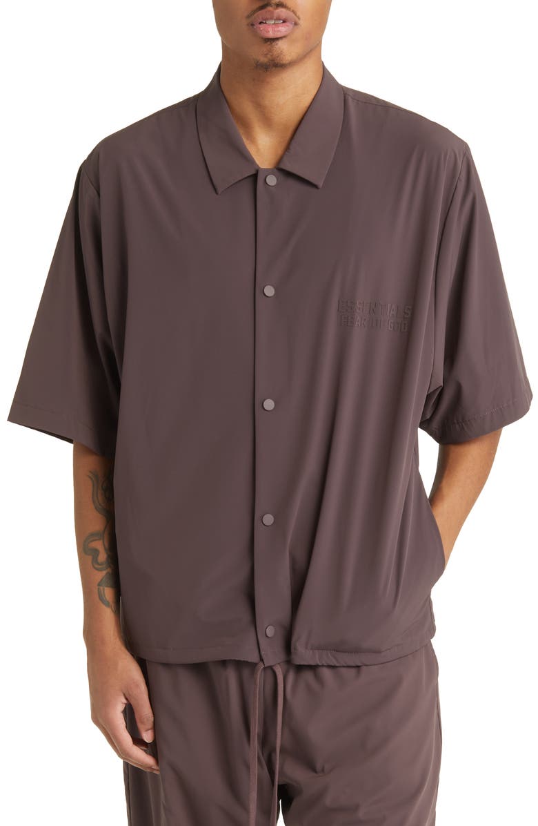 Fear of God Essentials Stretch Nylon Snap-Up Shirt, Main, color,