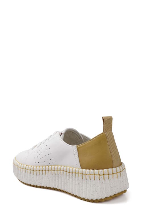 National Comfort Leather Sneaker In White/mustard Leather