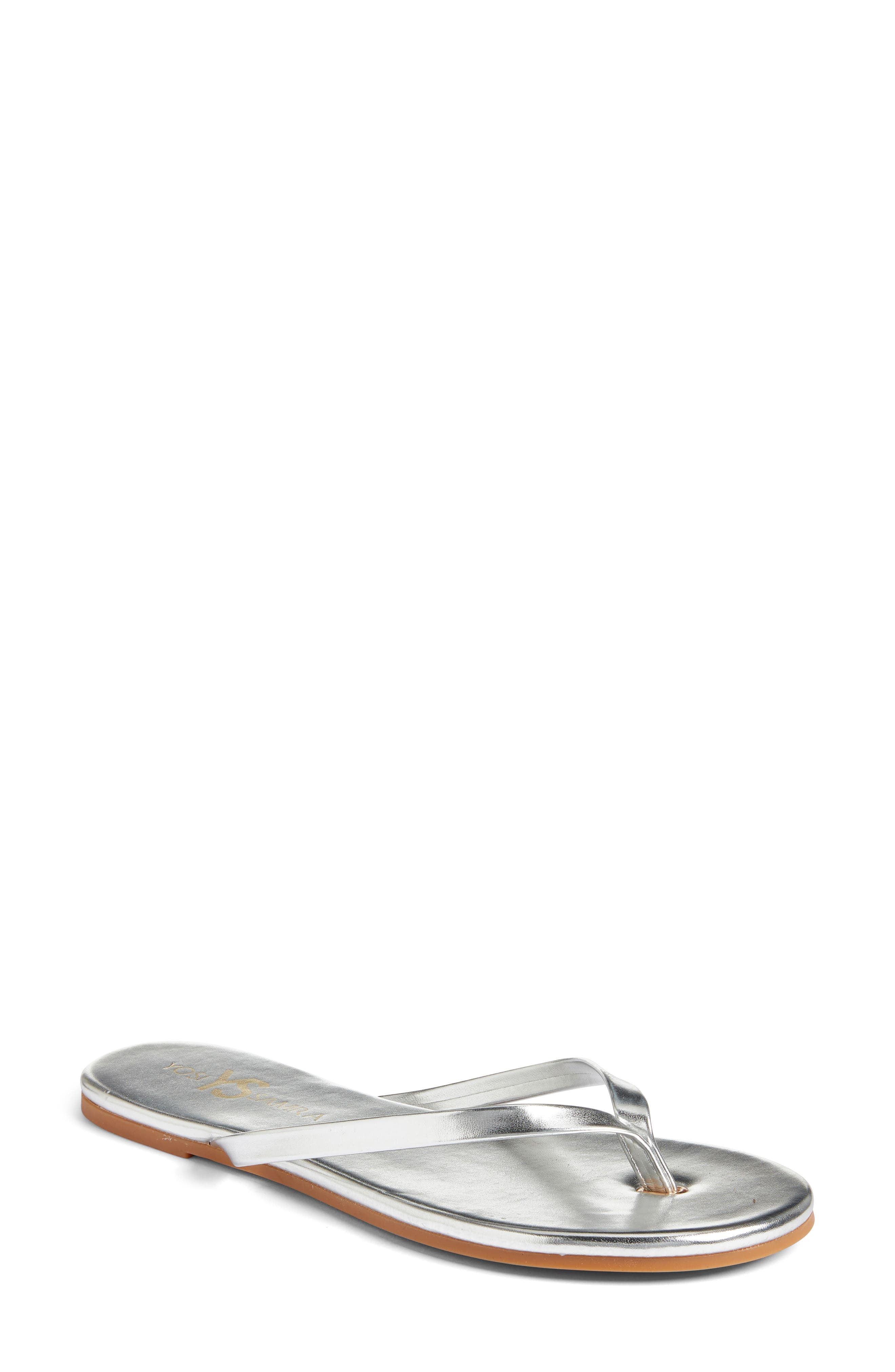 Yosi Samra Rivington Flip Flop, Main, color, Silver
