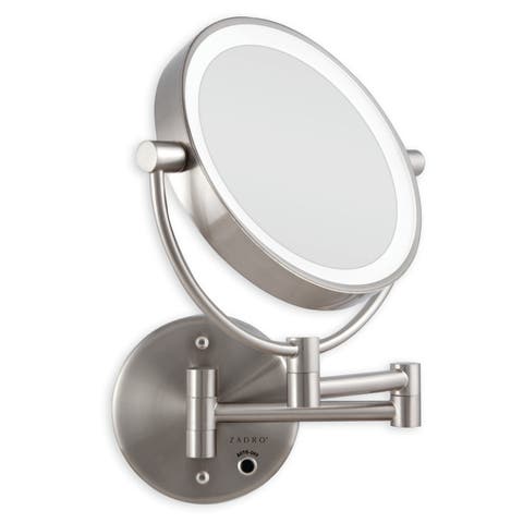 Lighted Wall Mounted Makeup Mirror with 10X/1X Magnification & Cordless