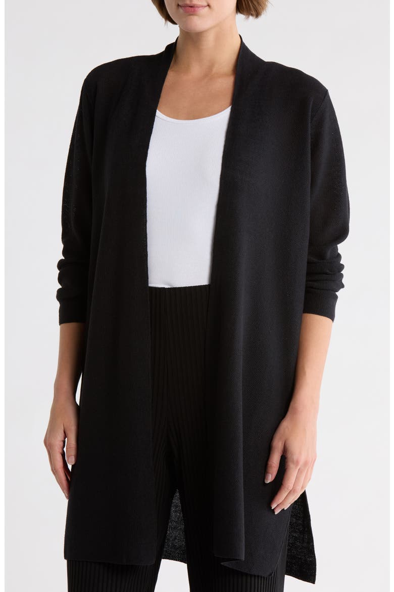 Organic Linen & Organic Cotton Long Cardigan, Main, color, BLACK