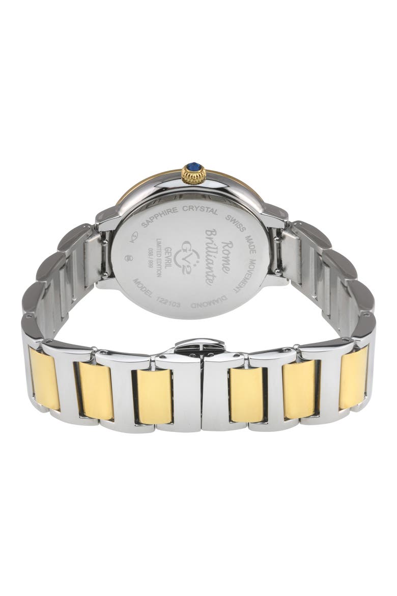 Rome Brillante Diamond Bracelet Watch, 36mm, Alternate, color, TWO TONED SS/IPYG