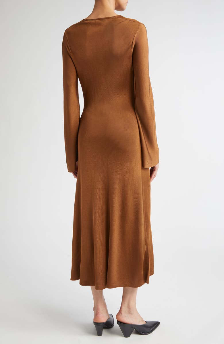 Altuzarra Milda Cowl Neck Long Sleeve Jersey Dress, Alternate, color, Saddle