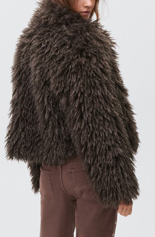 Mango Teen Faux Fur Jacket In Brown