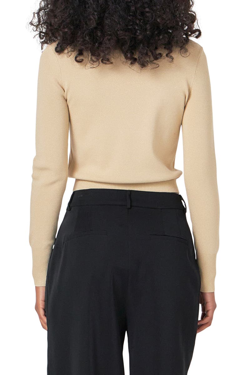 Endless Rose Metallic Crop Sweater, Alternate, color, Beige