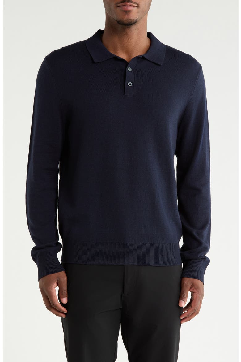 Long Sleeve Polo Sweater, Main, color, NAVY NIGHT
