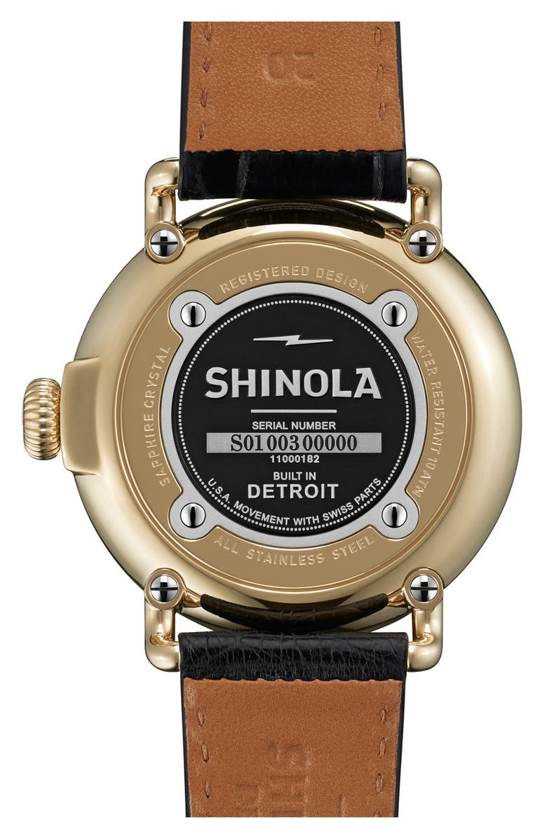 Shinola The Runwell Moon Phase Alligator Strap Watch, 41mm, Alternate, color,