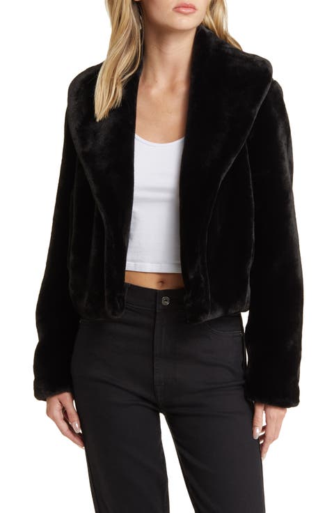 Shawl Collar Faux Fur Jacket