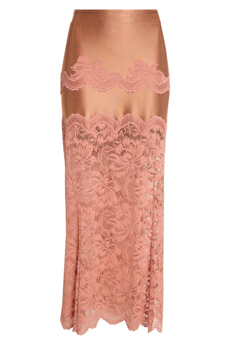 Lace Detail Maxi Skirt, Alternate, color, NEW CARAMEL