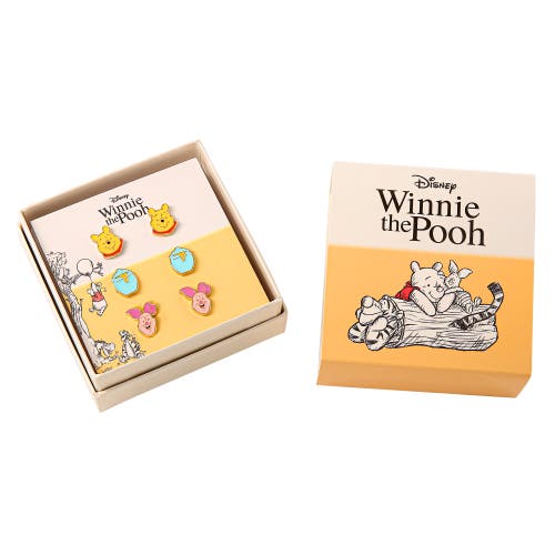 Disney Winnie The Pooh Stud Earring Set, Flash Plated, 3 Pairs In Gold
