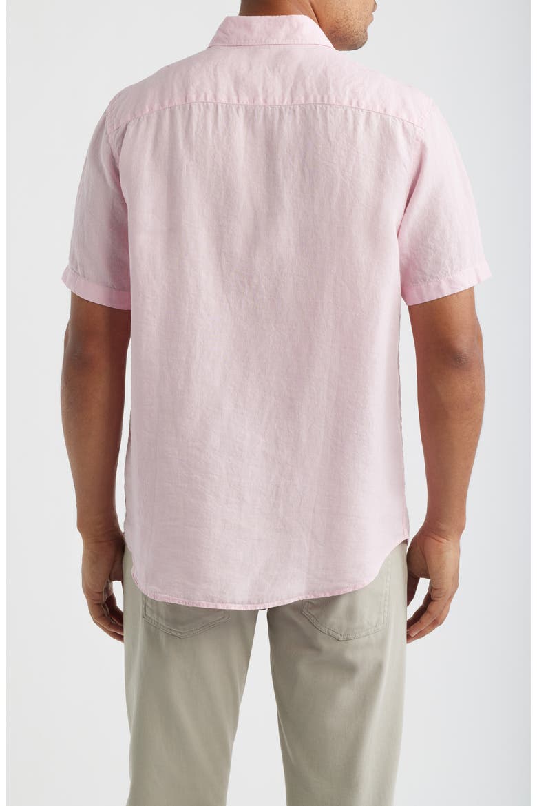 Orson Shaped Fit Short Sleeve Linen Button-Up Shirt, Alternate, color, PINK