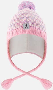 Deux par Deux Winter Peruvian Pompom Braided Earflap Knit Hat
