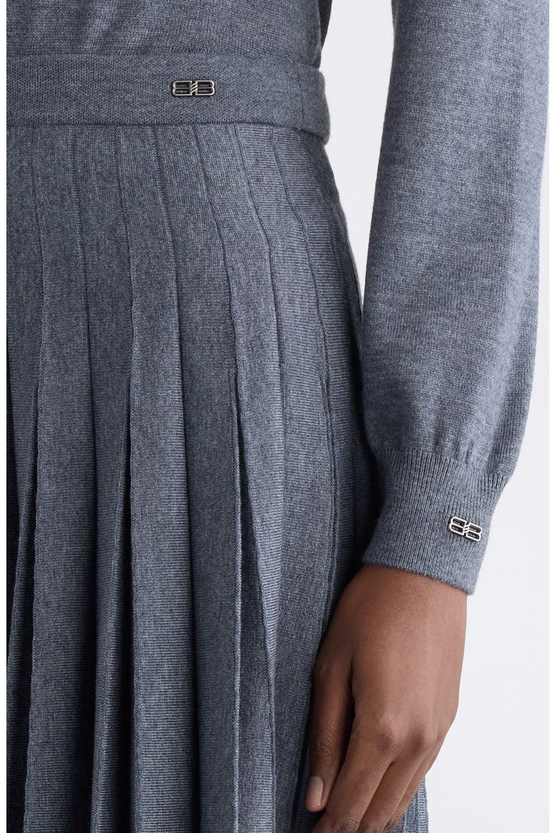 Pleated Wool Skirt, Alternate, color, 1167 HEATHER GREY