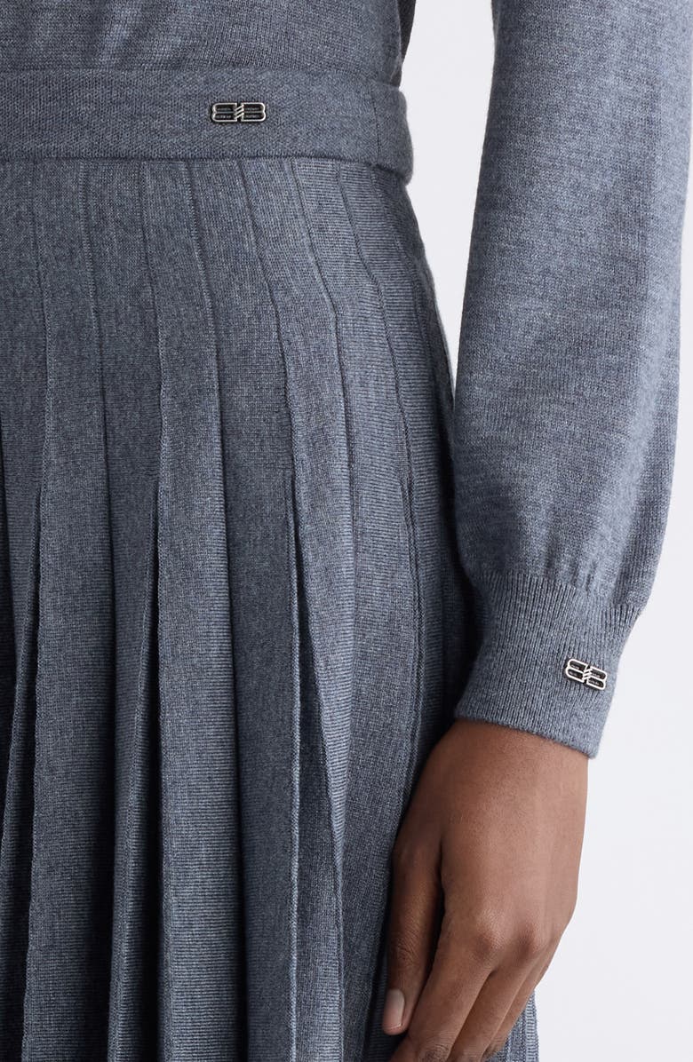 Balenciaga Pleated Wool Skirt, Alternate, color, 1167 Heather Grey