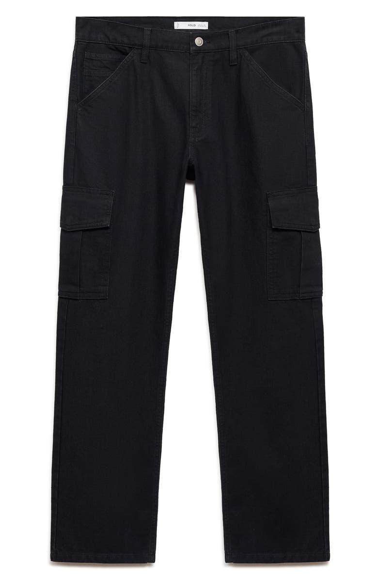 MANGO Regular Fit Cargo Jeans, Alternate, color, Black Denim