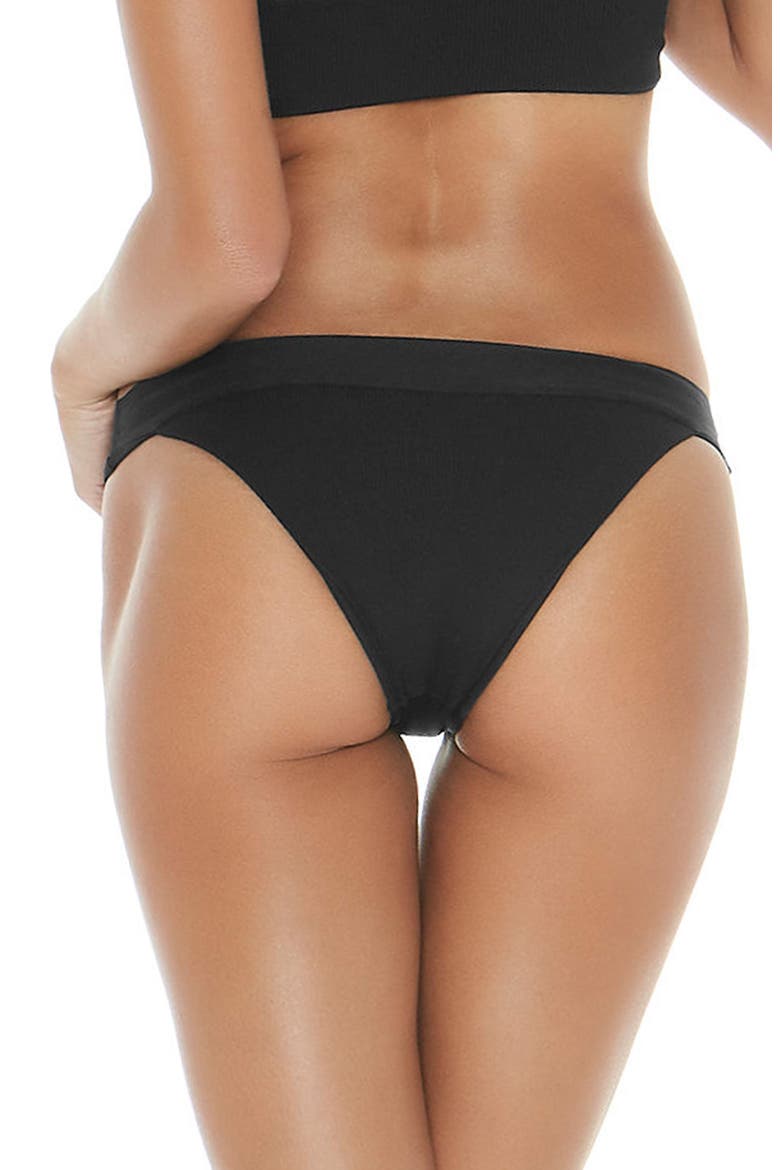 L Space Veronica Ribbed Bikini Bottoms, Alternate, color, BLACK