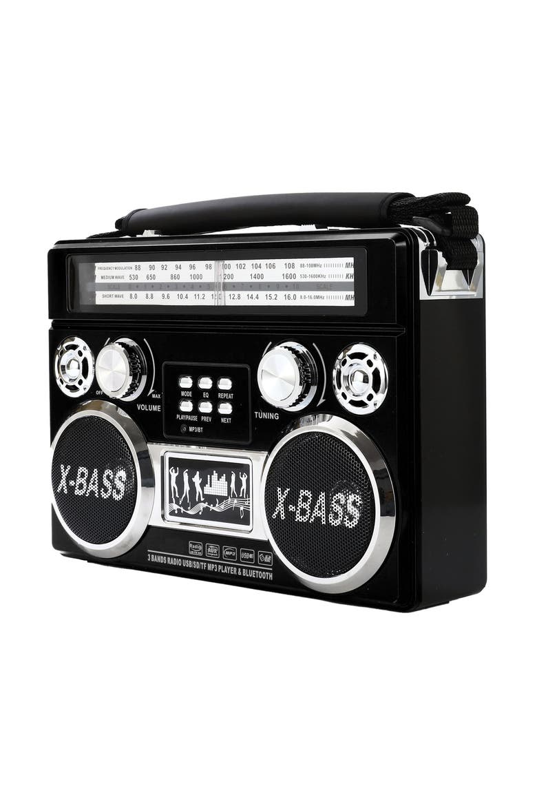 Retro 3 Band Radio With Bluetooth and Flashlight Black, Alternate, color, Black